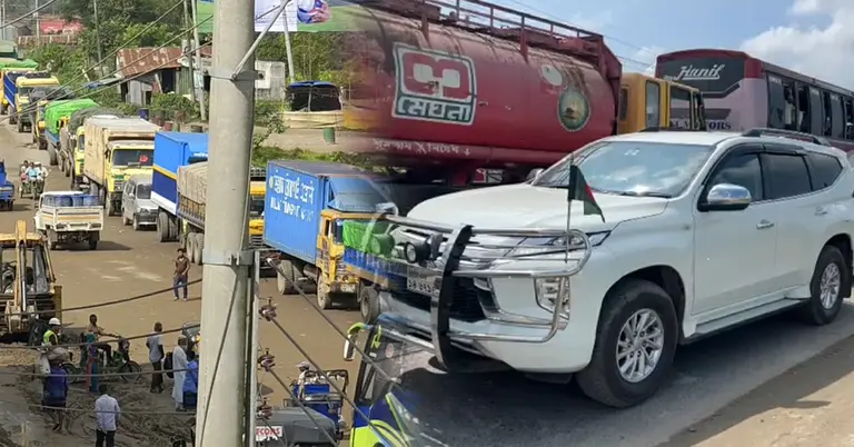 যানজটে আটকা পড়া সড়ক উপদেষ্টার গাড়ি